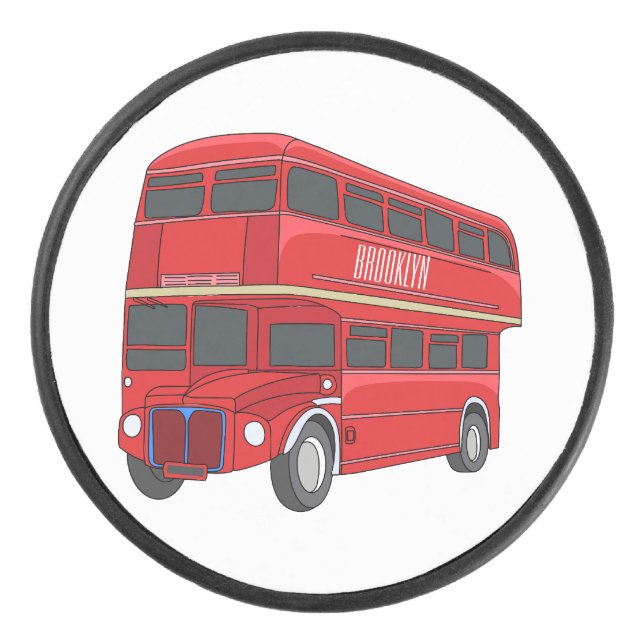 Disco De Hockey Double-decker bus cartoon illustration (Anverso)
