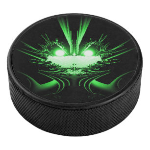 Disco De Hockey Dragón Alien Verde con Ojos Brillantes