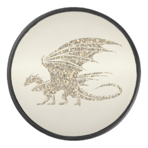 Disco De Hockey Dragón de mosaico asombroso oro