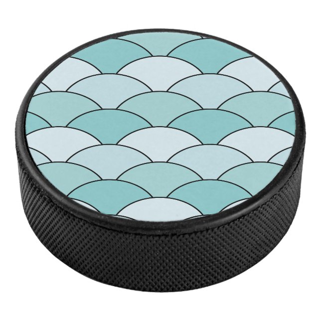 Disco De Hockey Dragon Scales, Fans, Waves, Seigaiha, Blue (3/4)