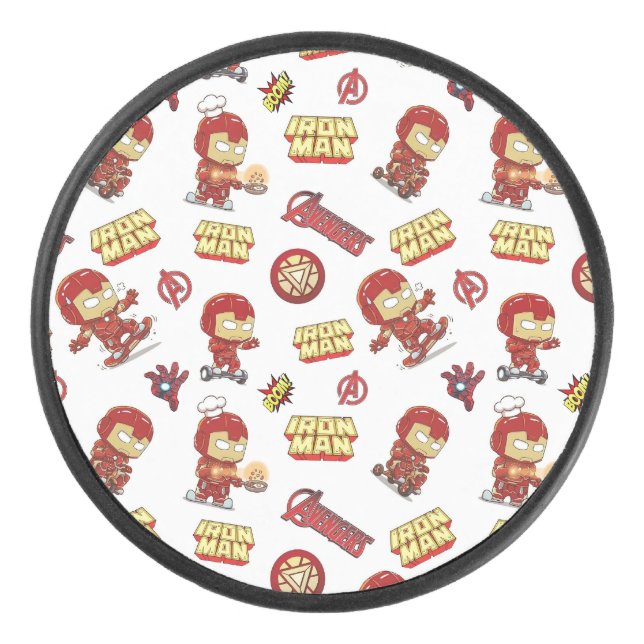 Disco De Hockey Dulce Patrón Continuo de Iron Man Chibi - Superhér (Anverso)