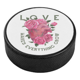 Disco De Hockey El amor hace que todo crezca - arte romántico flor