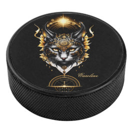 Disco De Hockey El maravilloso gato negro dorado.