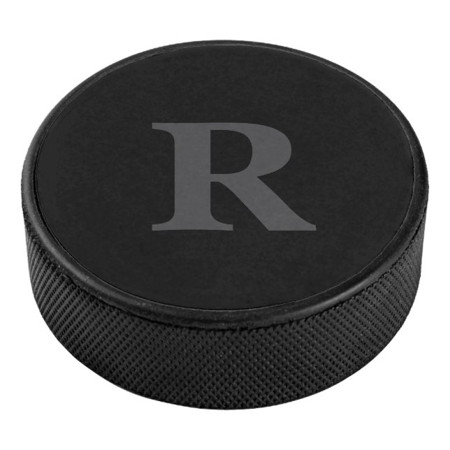 Disco De Hockey Elegant Black &gray Monogram  (3/4)