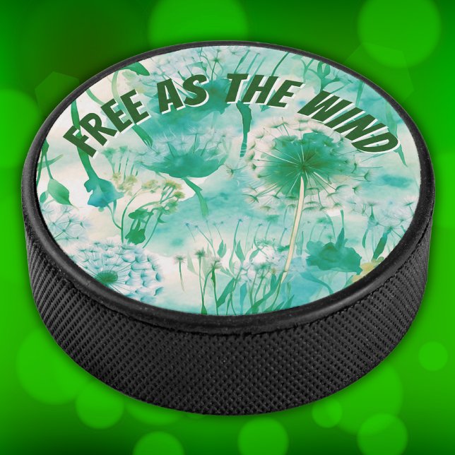 Disco De Hockey Elegante Dandelion Monograma Verde y Blanco | (Subido por el creador)