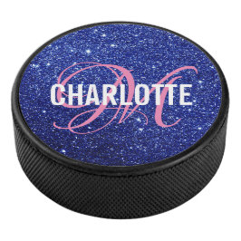 Disco De Hockey Elegante polla de hockey con nombre de purpurina a