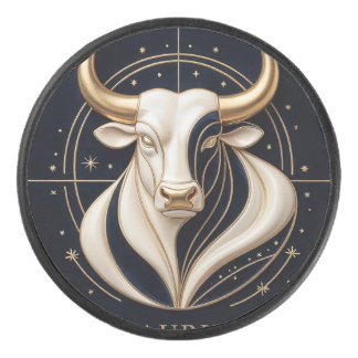 Disco De Hockey ♉ Elegante Tauro Zodiaco Toro Dorado Astrología ✨