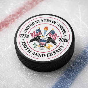 Disco De Hockey Emblema Patriótico del Águila del 250 Aniversario