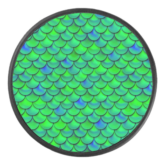 Disco De Hockey Escalas azules verdes caídas (Anverso)