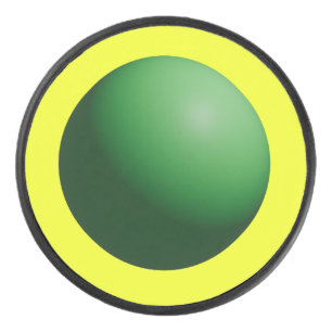 Disco De Hockey Esfera verde sobre puck amarillo