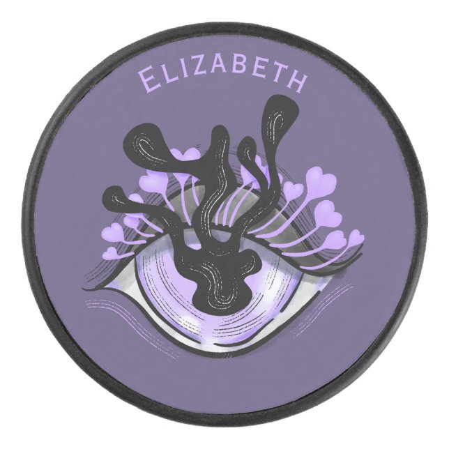 Disco De Hockey Espeluznante arte gótico púrpura para Halloween (Anverso)