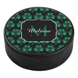 Disco De Hockey Espuma verde esmeralda Shamrock negro Monograma