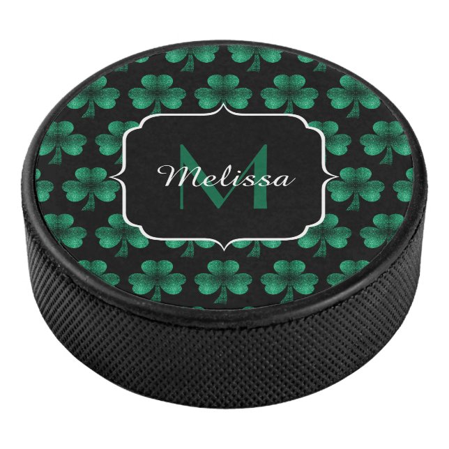 Disco De Hockey Espuma verde esmeralda Shamrock negro Monograma (3/4)