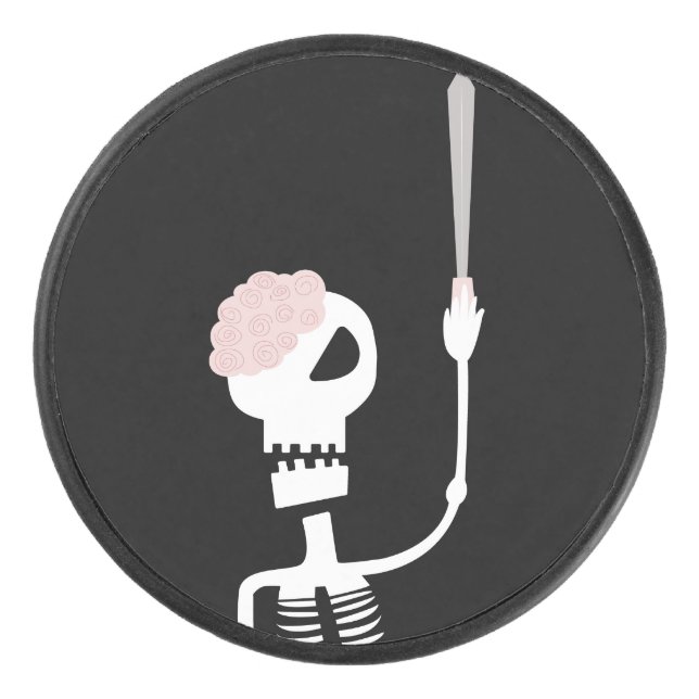 Disco De Hockey Esqueleto de Halloween con espada (Anverso)