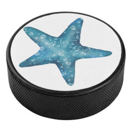 Disco De Hockey Estrella de mar azul acuarela náutica