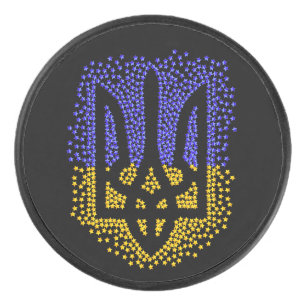 Disco De Hockey Estrellas de tridente de heraldry de Ucrania