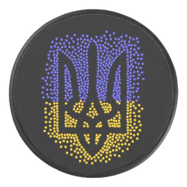 Disco De Hockey Estrellas de tridente de heraldry de Ucrania (Anverso)