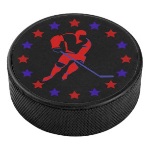 Disco De Hockey Estrellas rojas del jugador de hockey