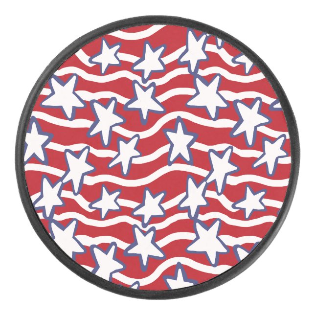 Disco De Hockey Estrellas y franjas en flujo de Estados Unidos (Anverso)