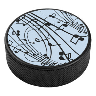 Disco De Hockey Fancy Music Notes Blue