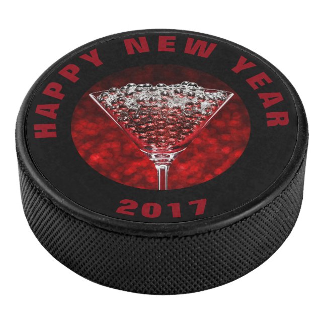 Disco De Hockey Feliz Año NuevoHockey Puck (3/4)