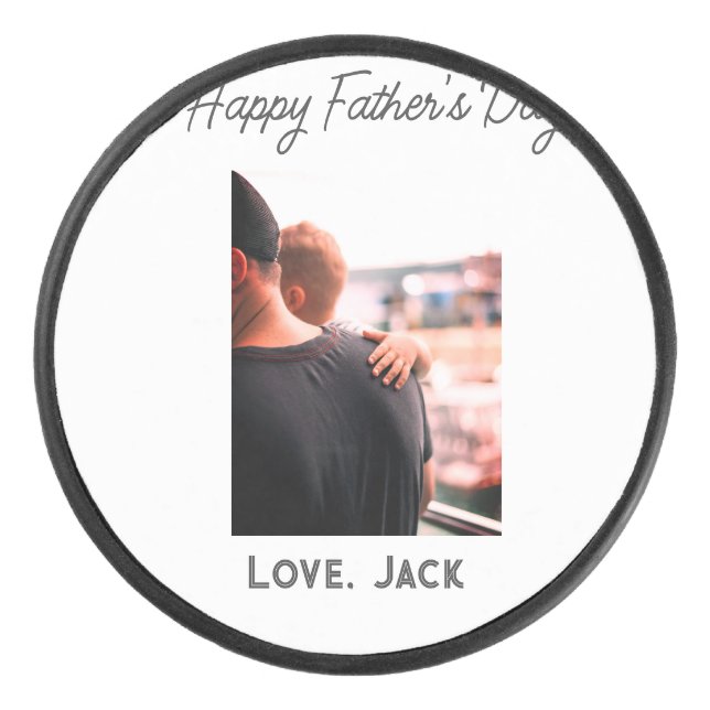 Disco De Hockey Feliz día del padre foto padre simple amor moderno (Anverso)
