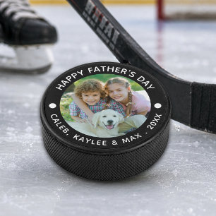 Disco De Hockey Feliz Día del Padre Foto Puck de Hockey de tu Colo
