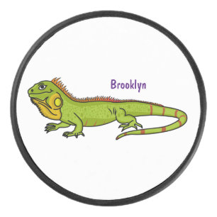 Disco De Hockey Feliz ilustracion personalizado de iguana verde