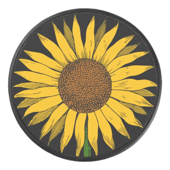 Disco De Hockey Flor amarillo girasol (Anverso)