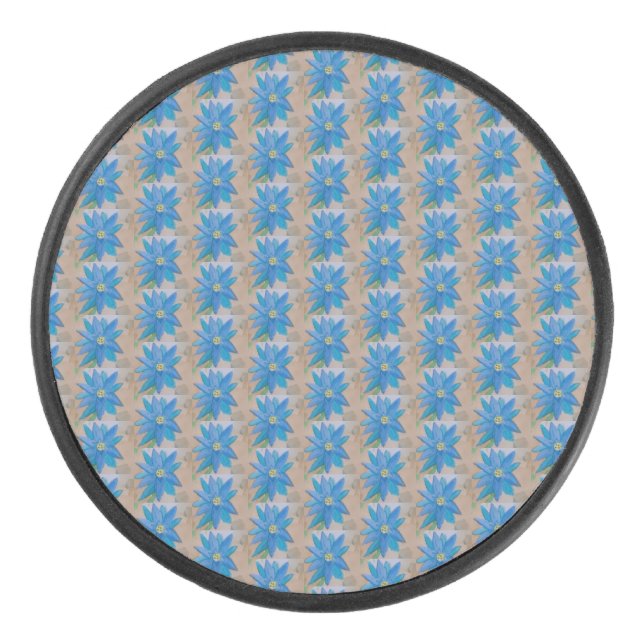 Disco De Hockey Flor azul (Anverso)