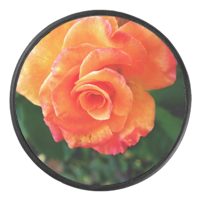 Disco De Hockey flor rosa naranja (Anverso)