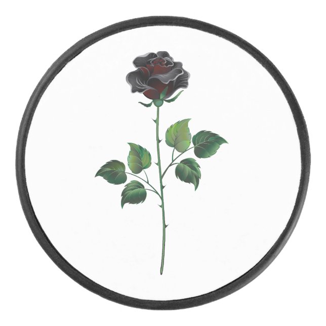 Disco De Hockey Flor rosa negra (Anverso)