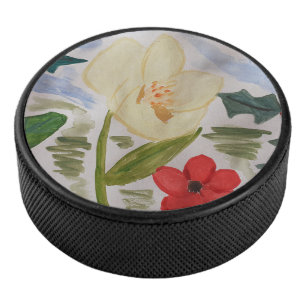 Disco De Hockey Flores de invierno y Holly