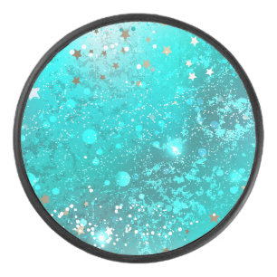Disco De Hockey Fondo de Relieve metalizado turquesa de mimbre