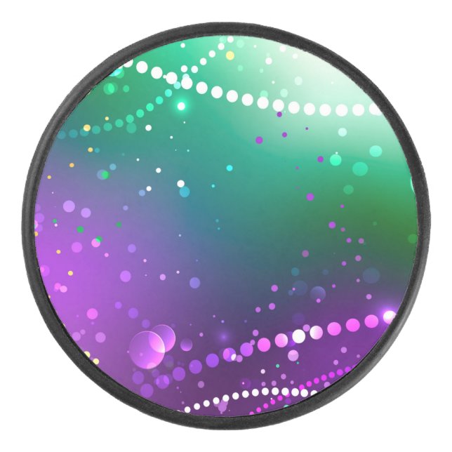 Disco De Hockey Fondo morado festivo Mardi Gras (Anverso)