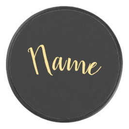 Disco De Hockey Formal Su Nombre Texto Negrita Fondo Negro