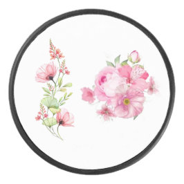 Disco De Hockey Foto de flor de peonía rosa Vintage Blush