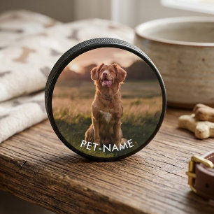 Disco De Hockey Foto personalizada con el nombre de tu perro