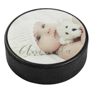 Disco De Hockey Foto personalizado con nombre personalizado