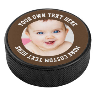 Disco De Hockey Foto personalizado de Brown personalizada