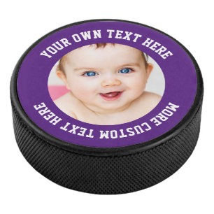 Disco De Hockey Foto personalizado personalizada púrpura