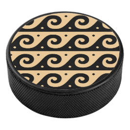 Disco De Hockey Fret griego, patrón de onda mediterránea, marrón
