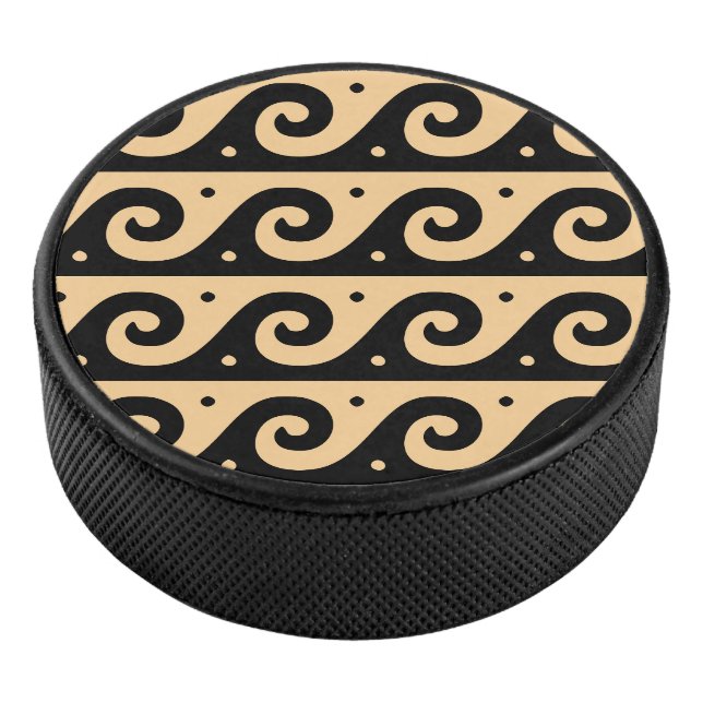 Disco De Hockey Fret griego, patrón de onda mediterránea, marrón (3/4)