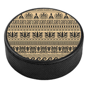Disco De Hockey Fret griego, patrón mediterráneo, marrón