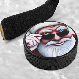 Disco De Hockey Funny Guay Santa Claus en Navidades de lentes de s