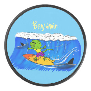 Disco De Hockey Funny personalizado de surf con lagarto frito