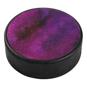 Disco De Hockey Galaxias acuarela púrpura rosa 