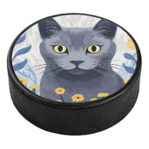 Gato Azul Ruso Flores Amarillas
