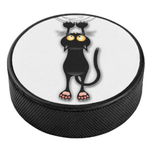 Disco De Hockey Gato divertido personaje rascando tela