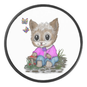 Disco De Hockey Gato Kitty y mariposa